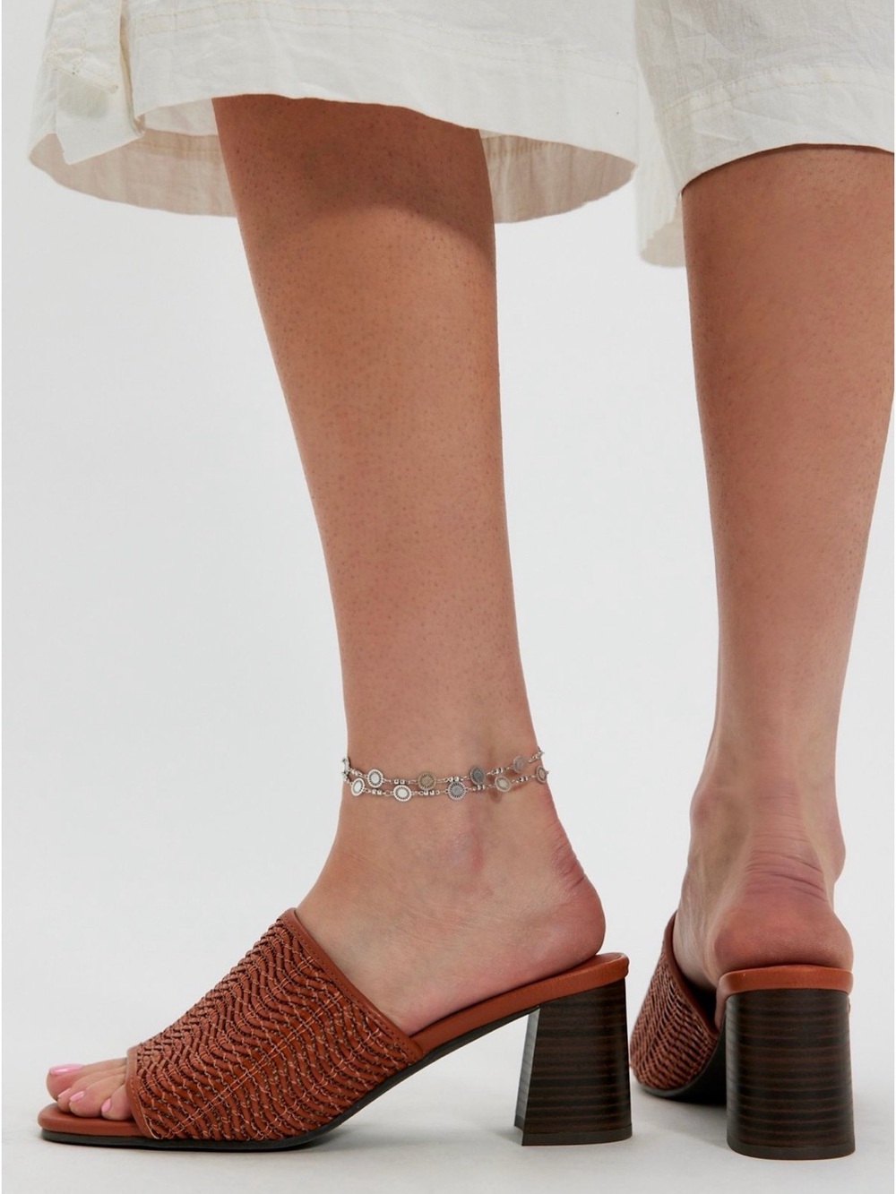 NWT NEW Free People Seychelles Costa Mesa Woven Leather Block Heel Sandals Tan
